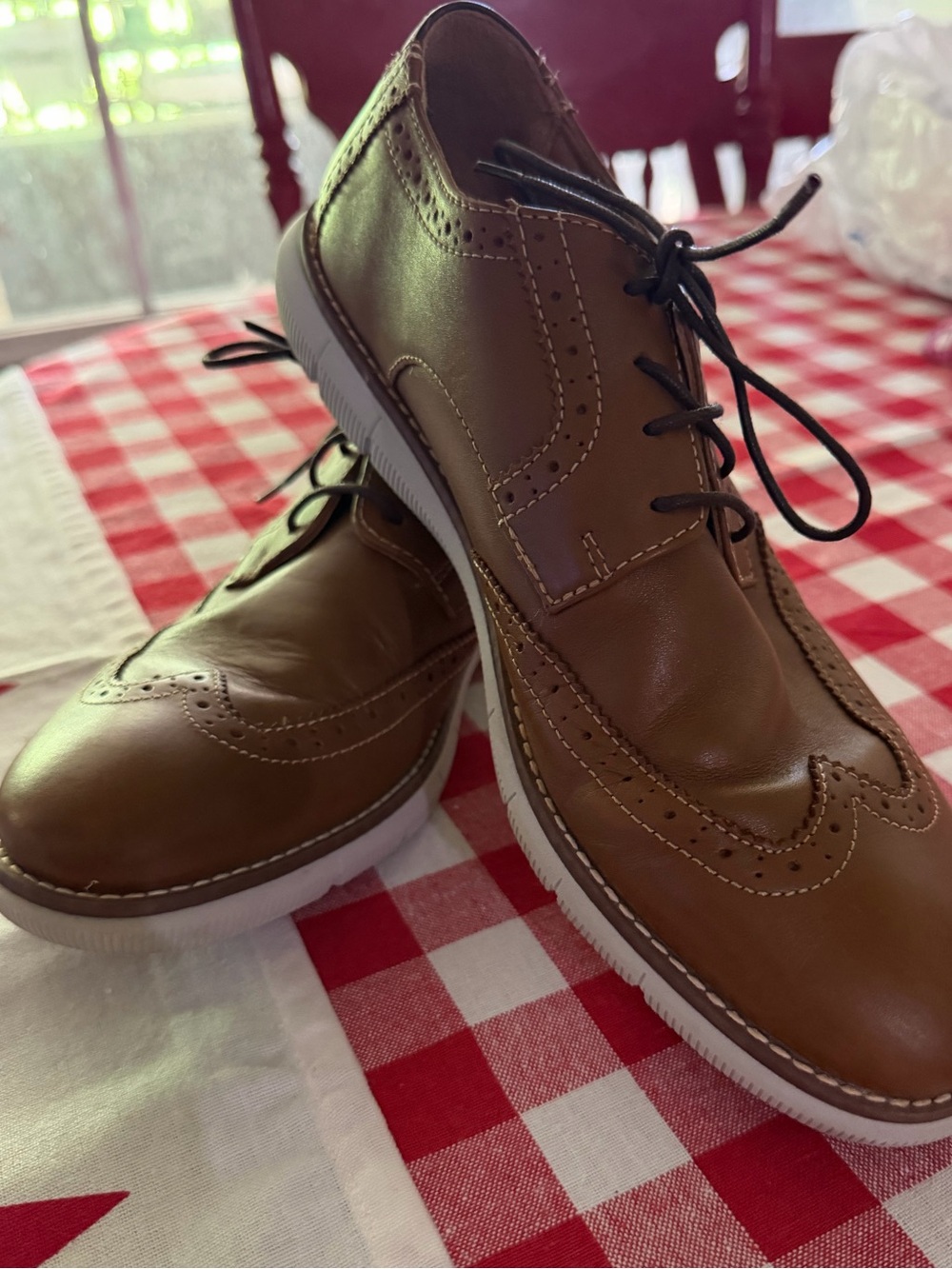 Johnston & Murphy Tan Leather Wingtip Derby Shoes